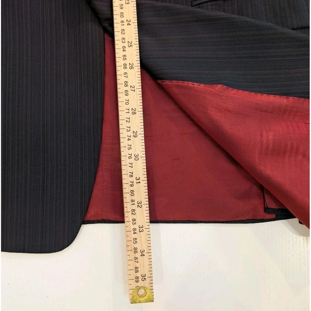 Vintage Kenneth Cole 48L Black Pinstripe Jacket‎ Modern Cut Beautiful Union Made